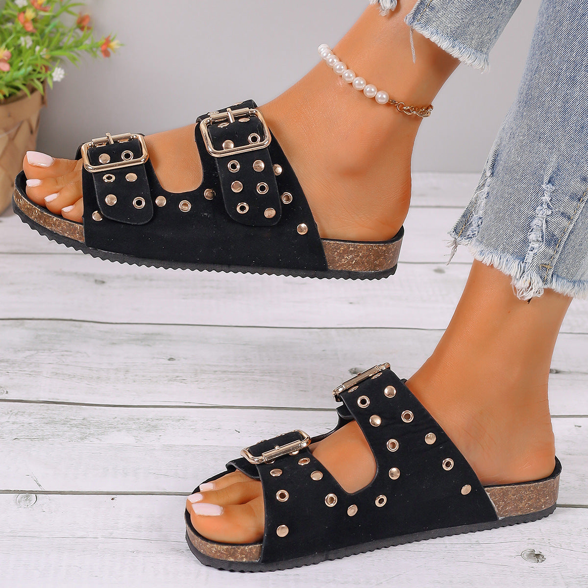 Women's Thick-soled Belt Buckle Slippers