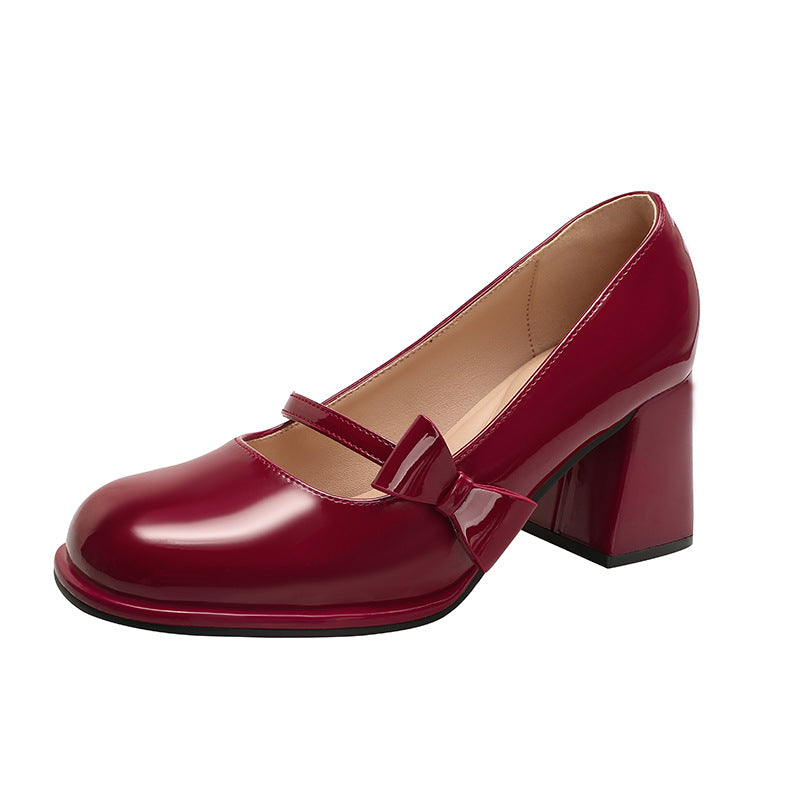Chunky Heel Round-Toe Mary Jane Shoes
