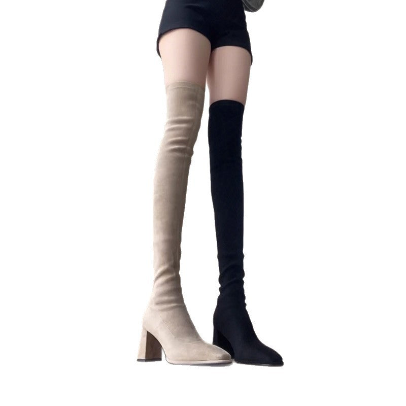 Women's Stretchy Over-the-knee Chunky-heeled Boots