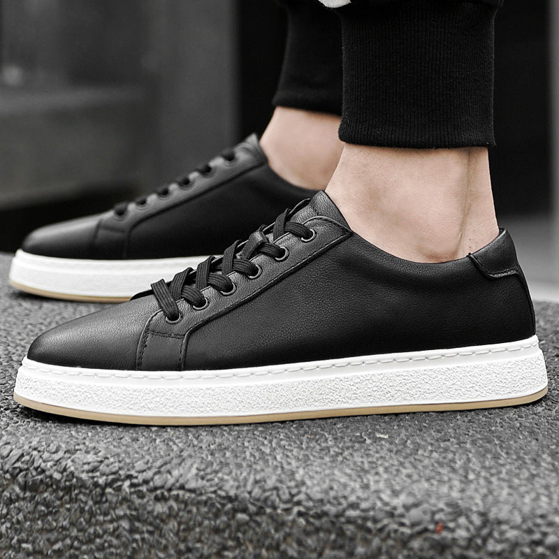 Men's Business Genuine Leather Lace-up Platform Sneakers