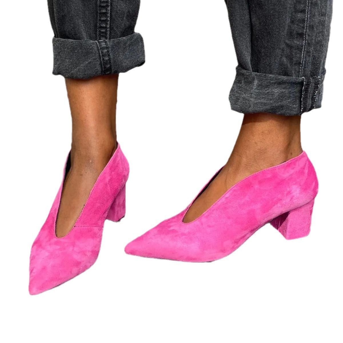 Women's Pointed-Toe Suede Slip-On Heels