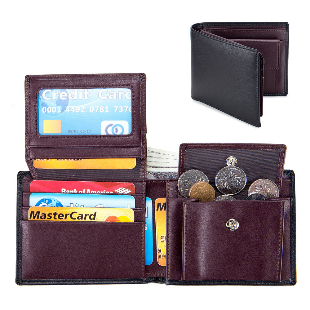 Men's Short Genuine Leather Trifold Wallet
