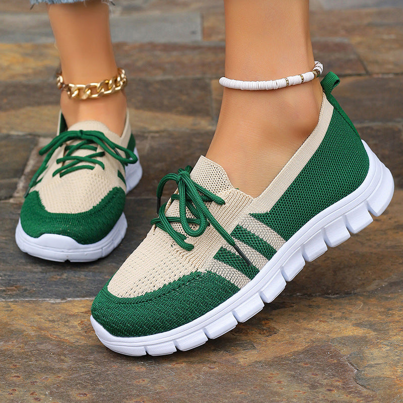 Women's Fly Woven Mesh Casual Lace-Up Flats