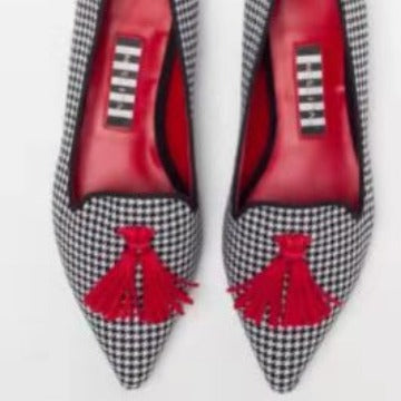 Women's Pointed-Toe Colorblock Tassel Flats