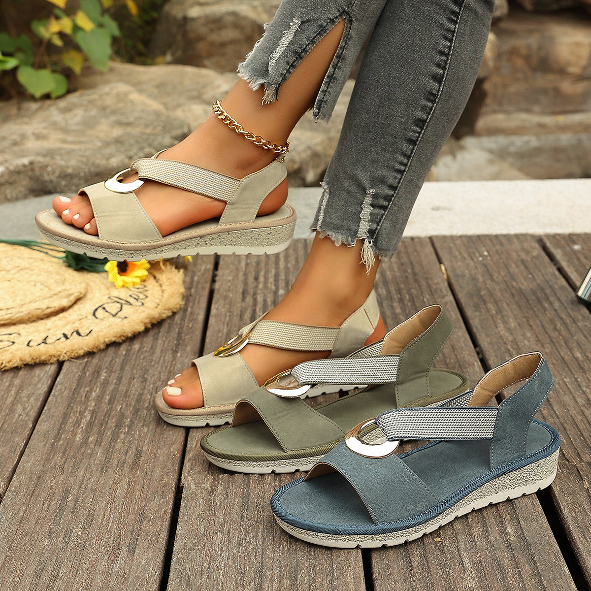 Women's Open-Toe Wedge Loafers