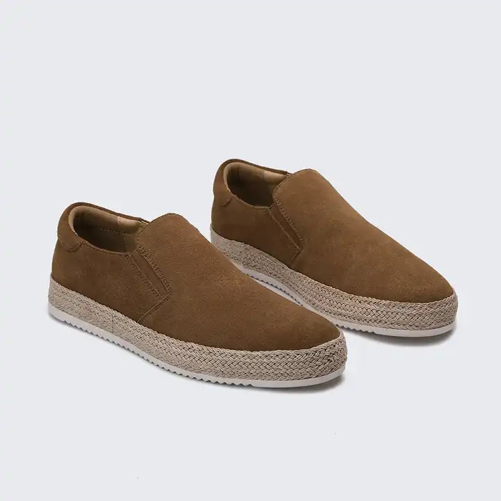 Round-Toe Woven Slip-On Flats