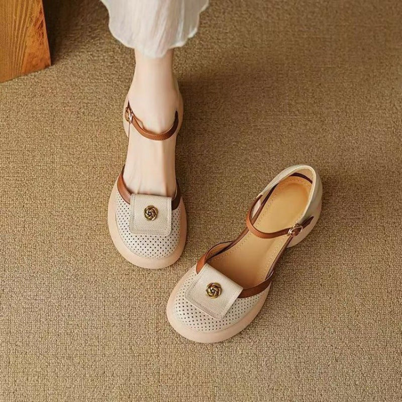 Women's Waterproof Closed-Toe High-Heel Sandals