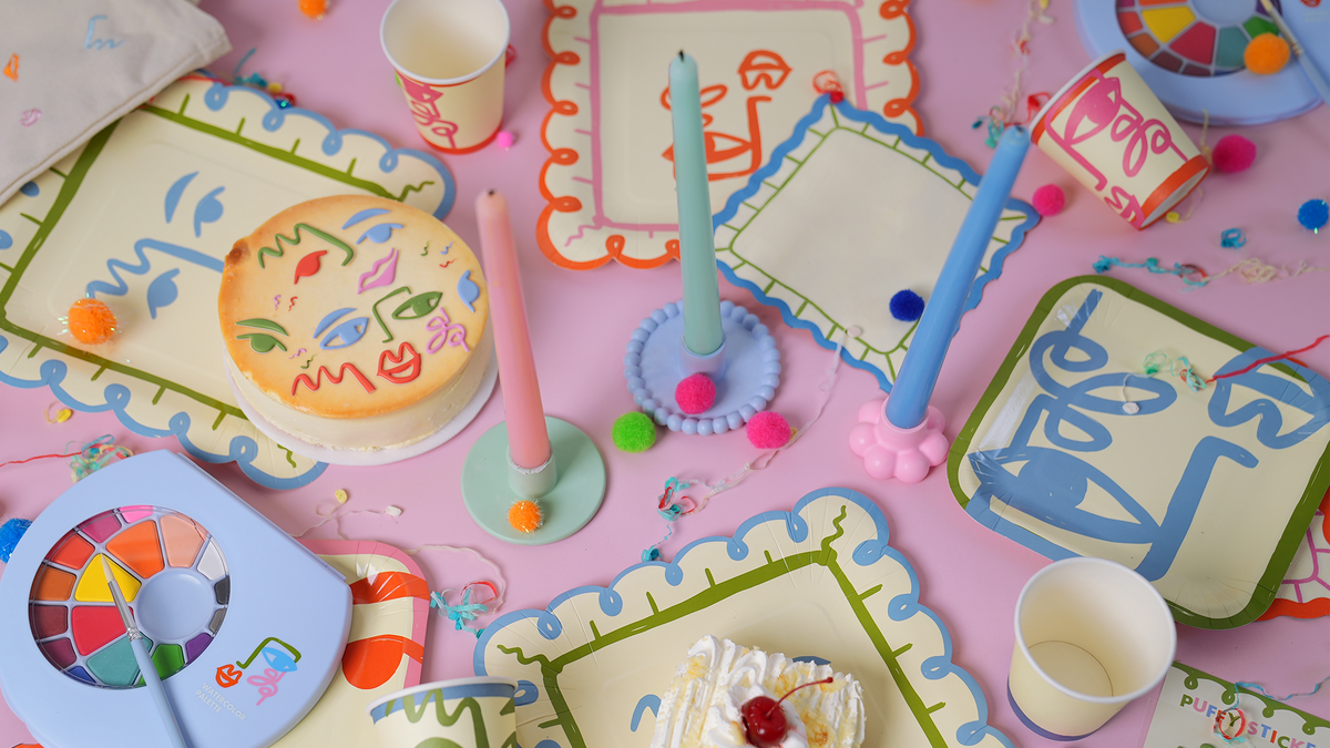 Art Birthday Party Supplies Pack (Serves 12) | Modern Painting Theme Kids Party Kit | Plates, Cups & Napkins Set