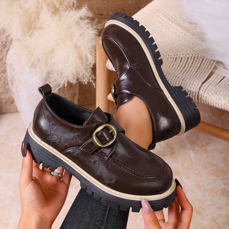 Women's Thick-Soled Buckle Loafers