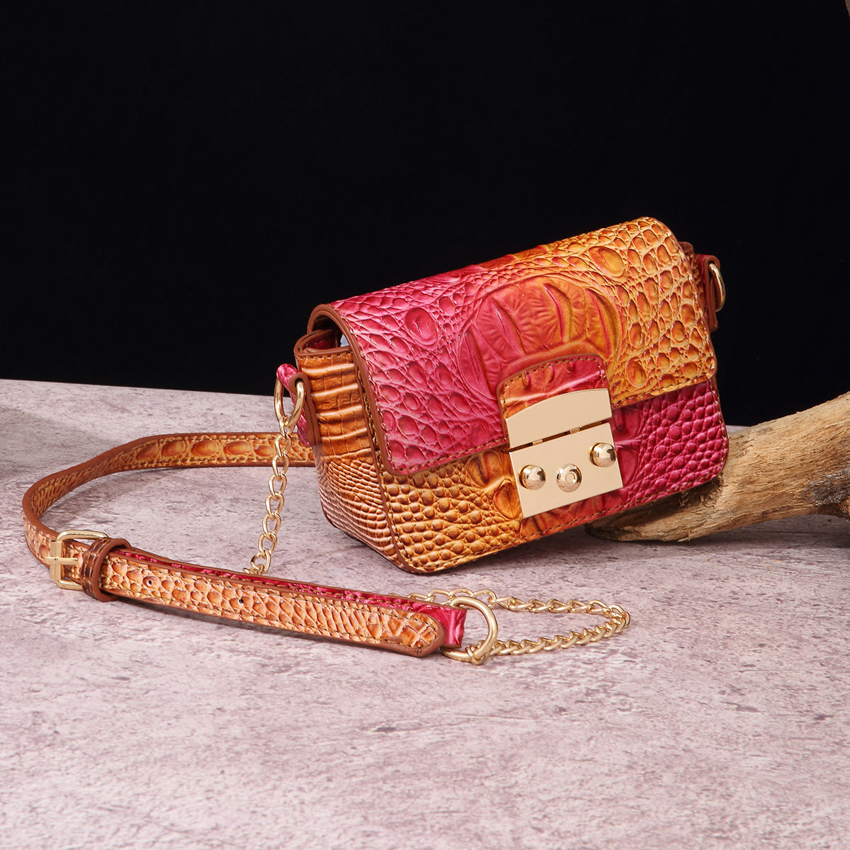 Women's Retro Crocodile-Embossed Crossbody Bag