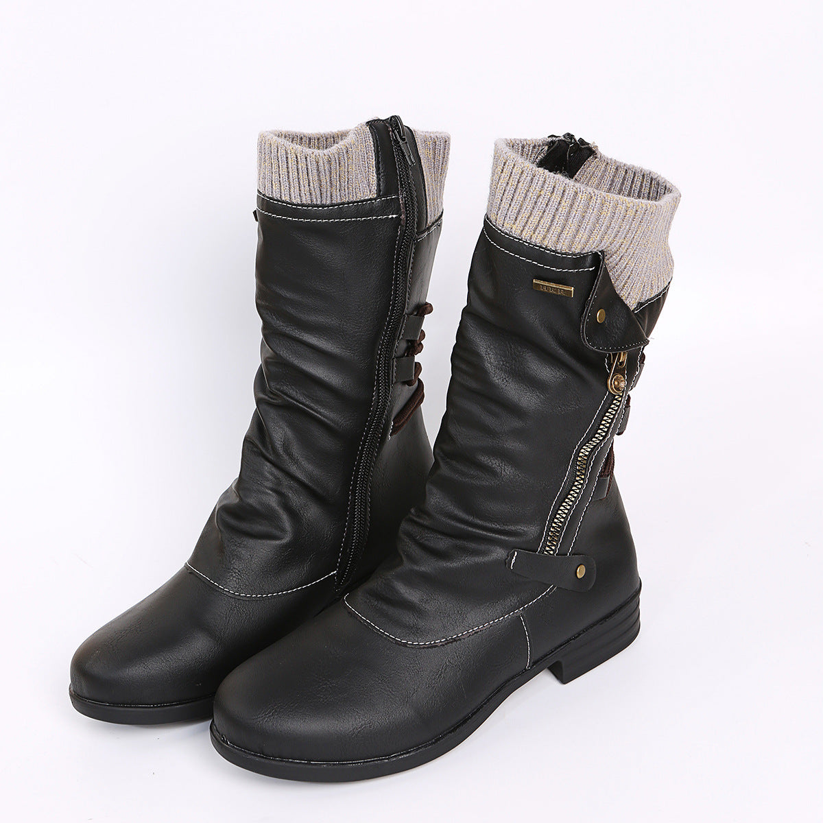 Women's Round-Toe Side Zipper Boots