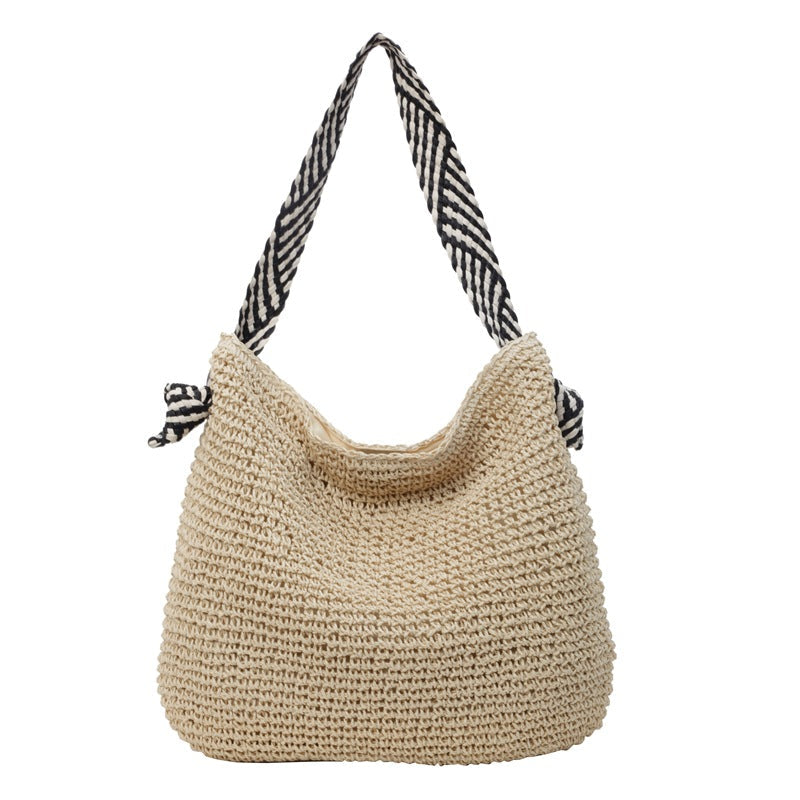 Women's Large Capacity Straw Vacation Shoulder Bag Travel Bag