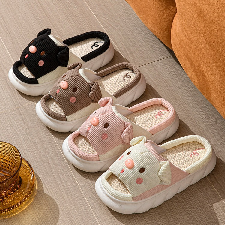 Cute Piggy Open-Toe Slippers