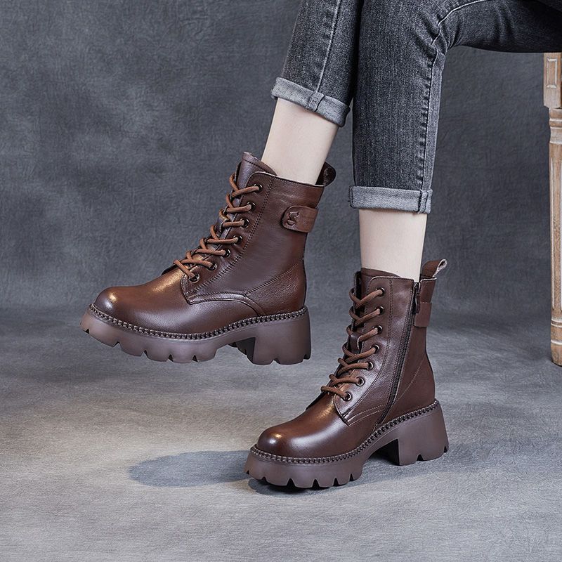 Women's Fleece-Lined Platform Martin Boots