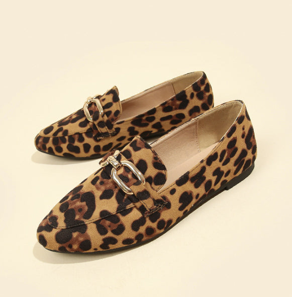 Women's Leopard Print Round-Toe Flats