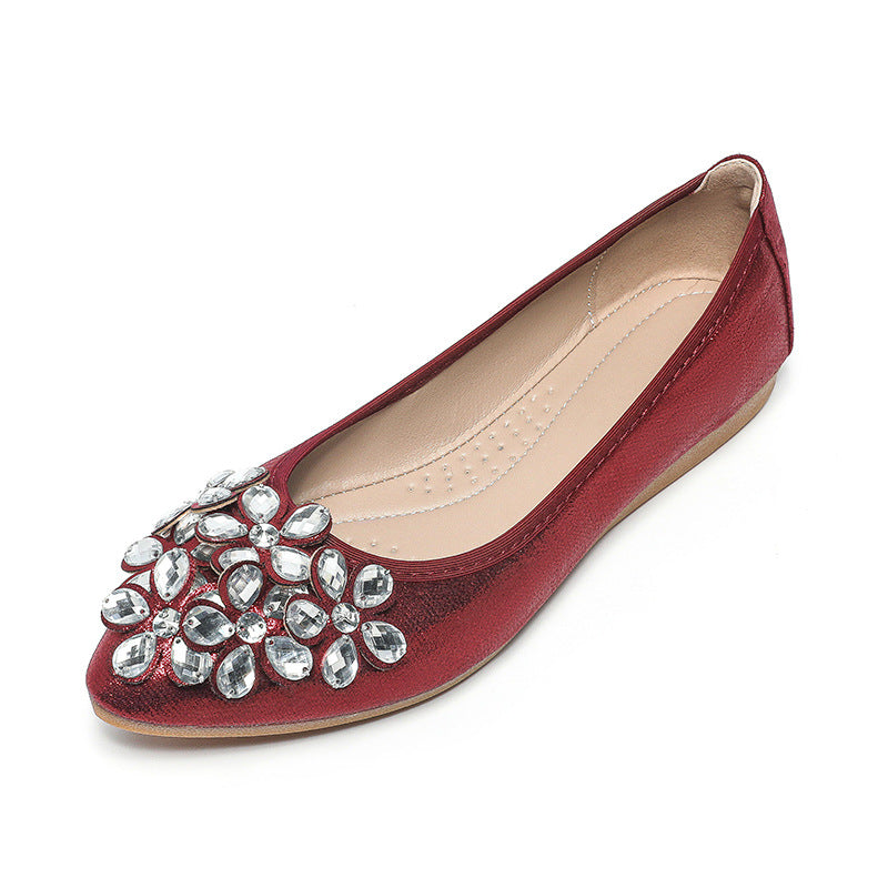 Bow Pointed-Toe Rhinestone Flats