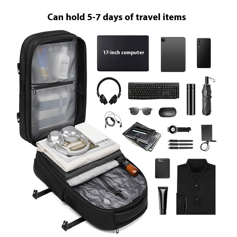 Unisex Vacuum Expandable Trolley Backpack Travel Bag