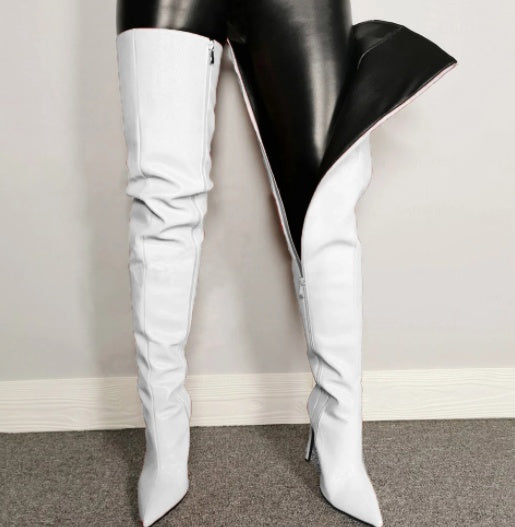 Pointed-Toe Stiletto High-Heel Over-the-Knee Boots