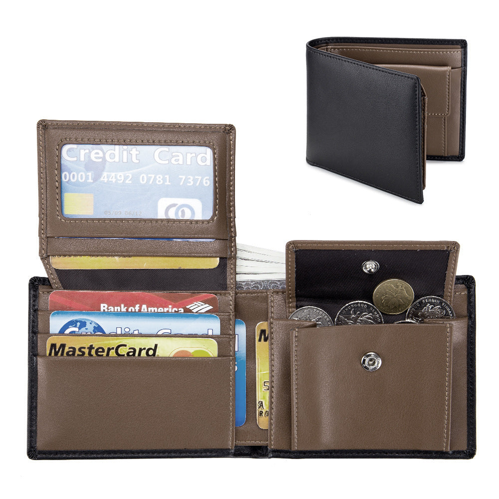 Men's Short Genuine Leather Trifold Wallet