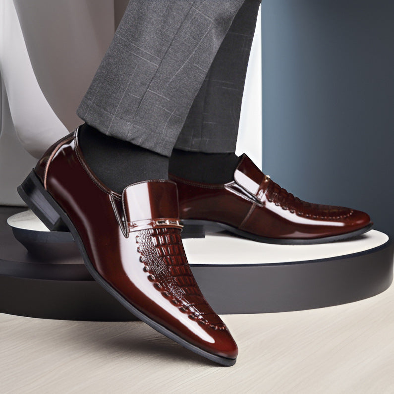 Men's Crocodile Pattern Patent Shoes