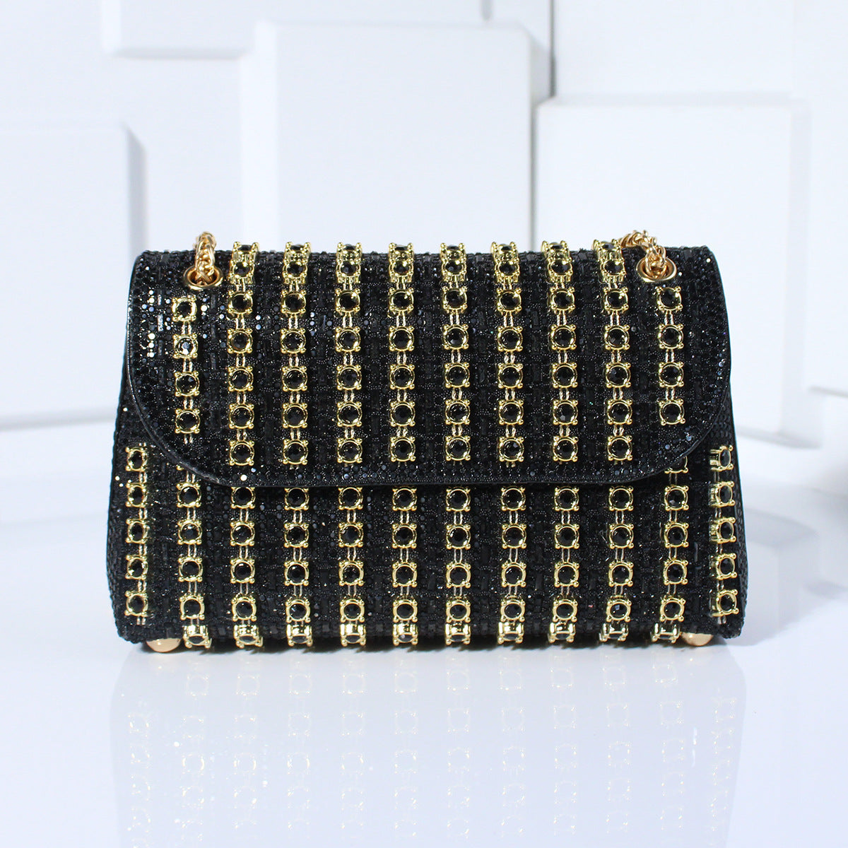 Diamond-Embedded Crossbody Travel Bag