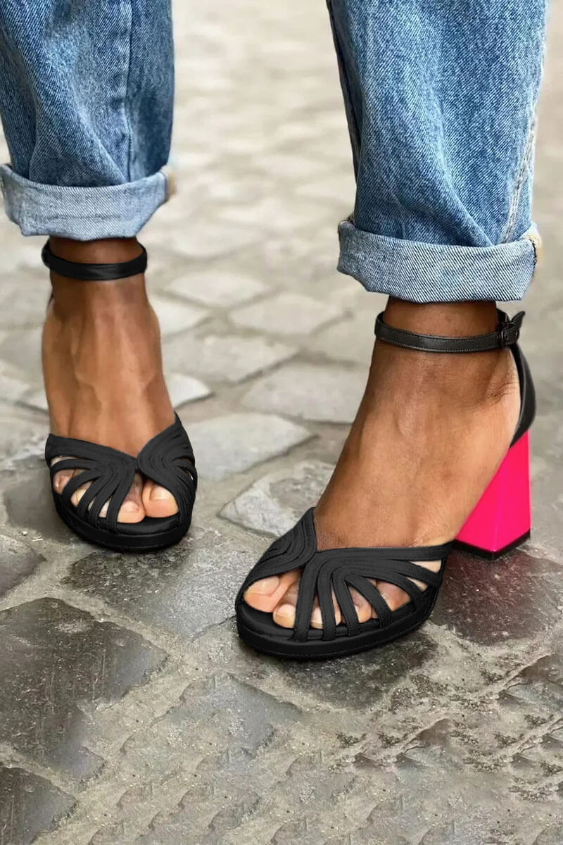 Women's High-Heel Fashion Peep Toe Buckle Sandals