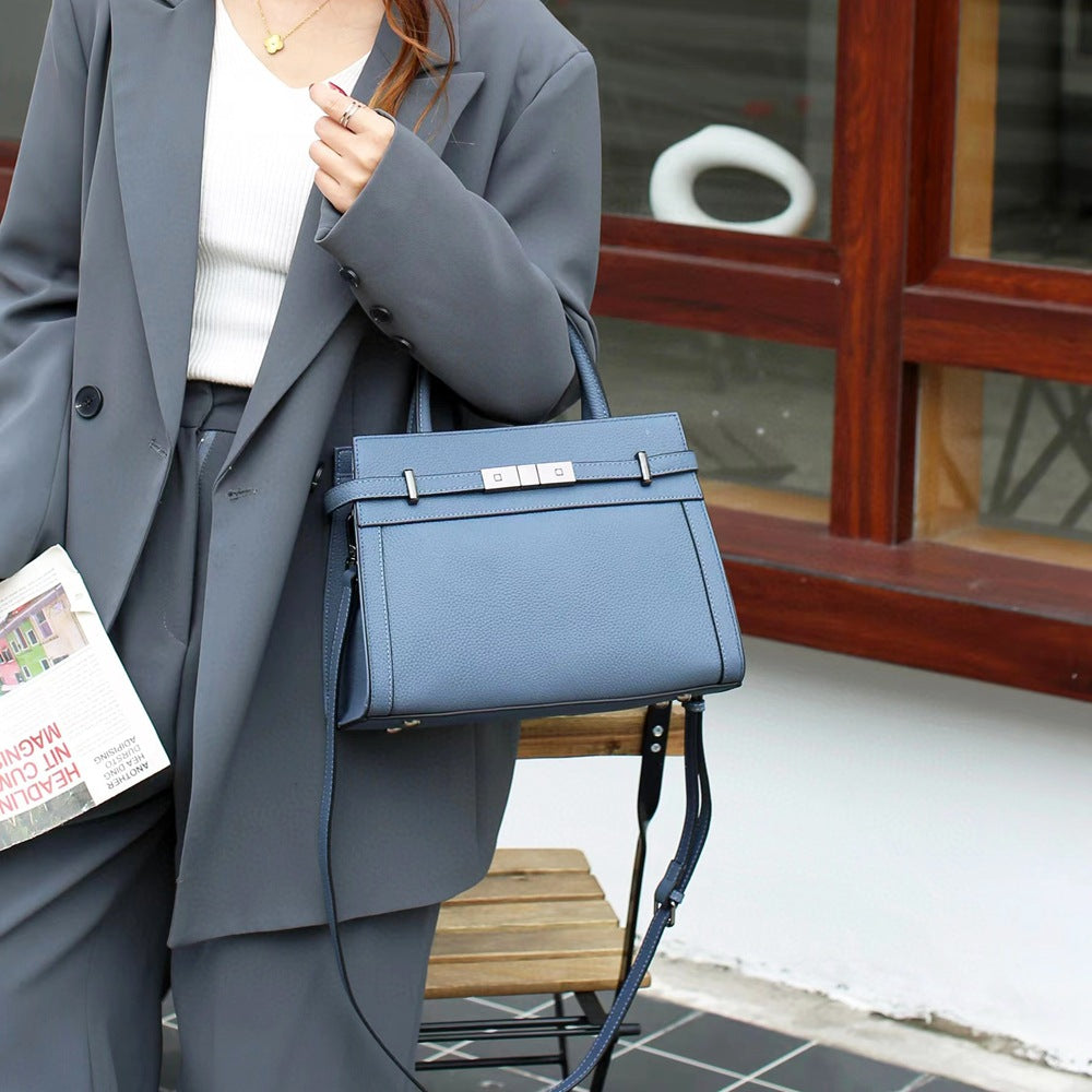Square Genuine Leather Shoulder Travel Bag