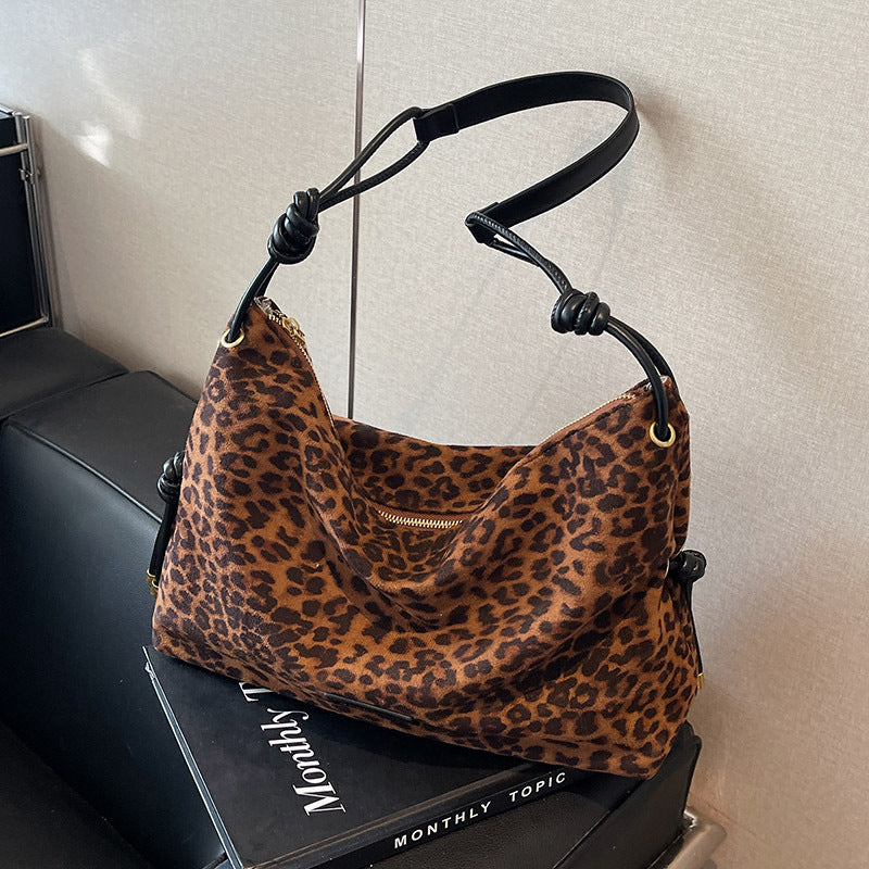 Women's Retro Frosted Leather Maillard Color Crossbody Bag