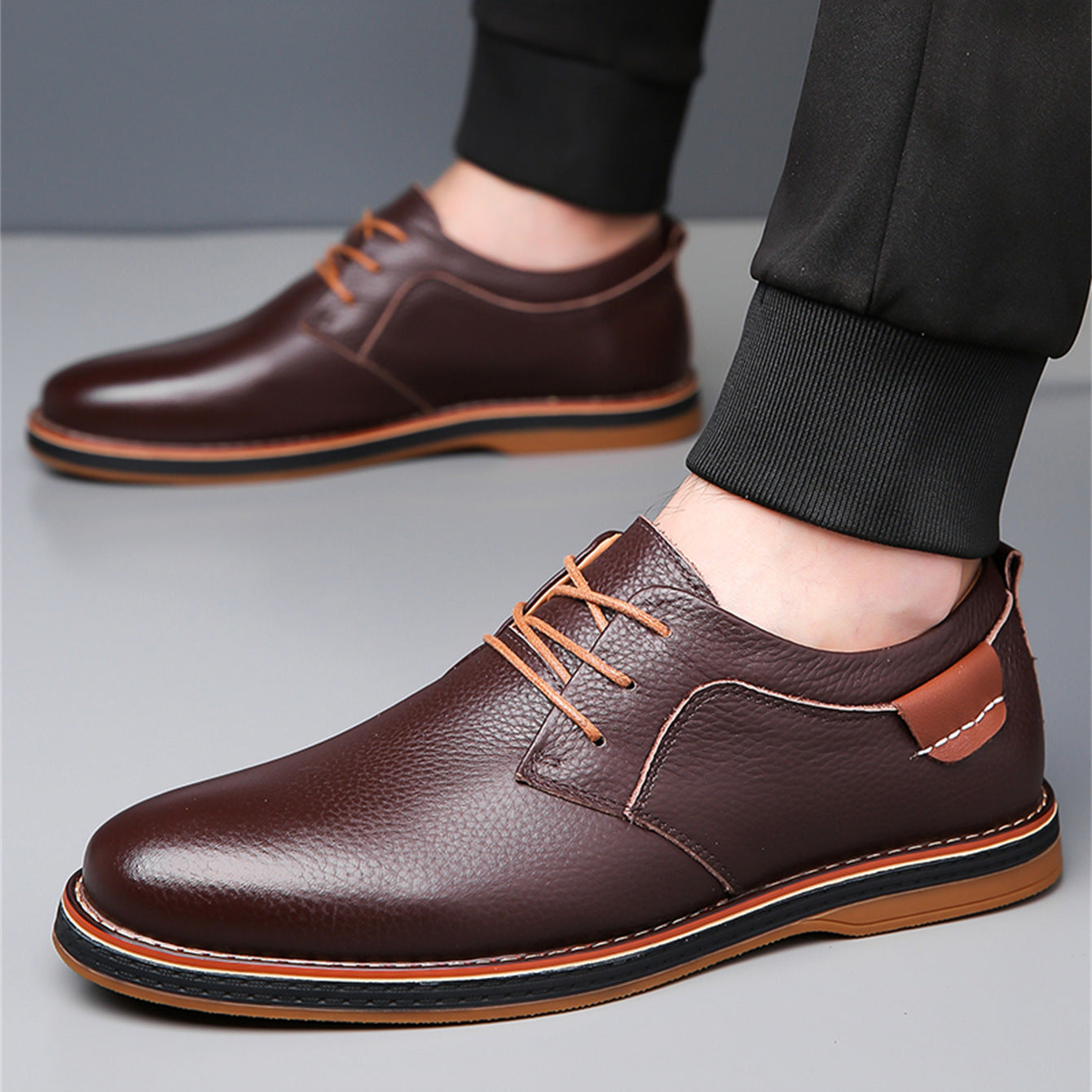 Men's Leather Derby Flats