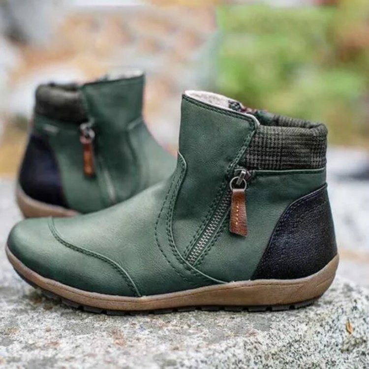 Women's Retro Ankle Boots with Side Zipper