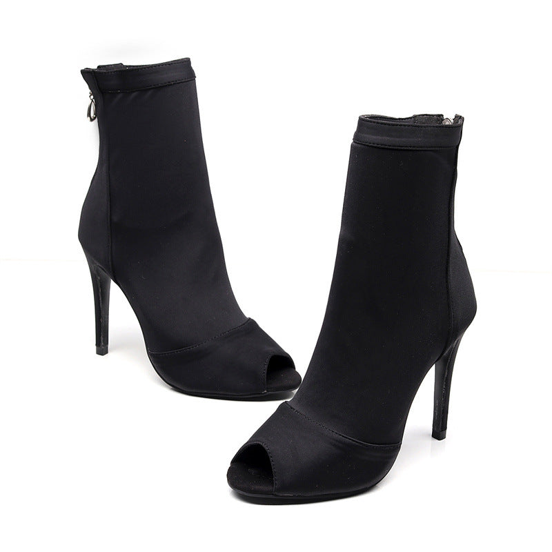 Women's Black Elastic Latin Dance Shoes