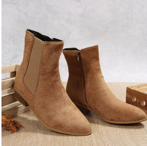 Women's Pointed Suede Elastic Band Boots