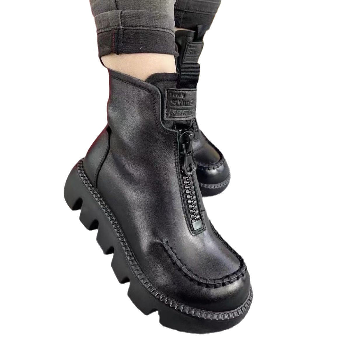Retro Platform Front-Zip Boots