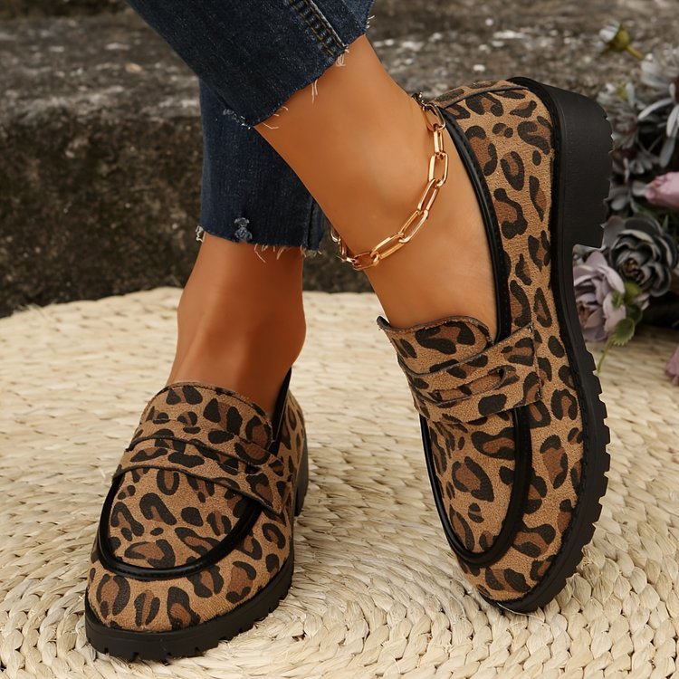 Leopard Print Lug Sole Flats