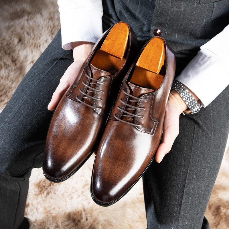 Men's Hand-Rubbed Lace-Up Leather Shoes