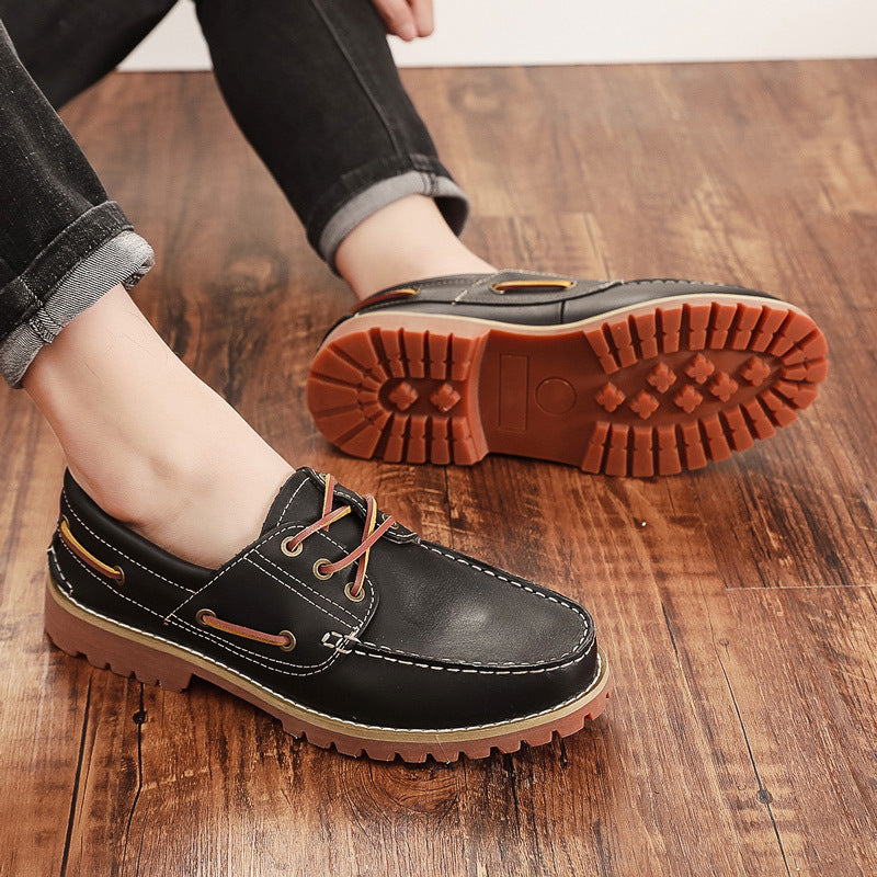 Men's First Layer Cowhide Low Top Classic British Heels