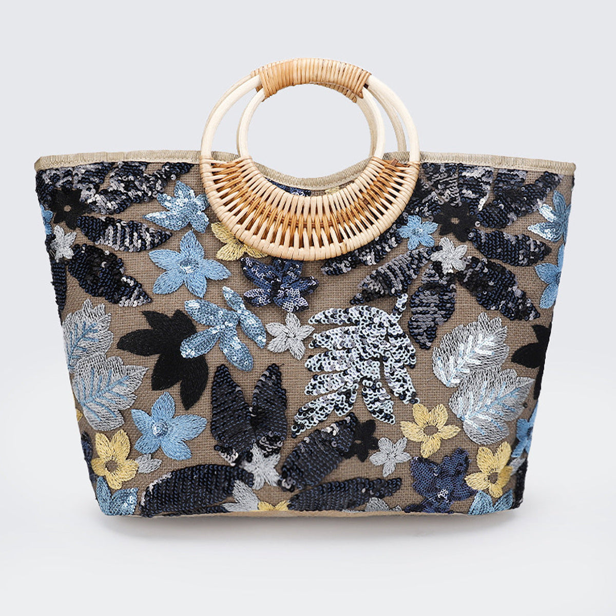 Large-Capacity Woven Sequin Tote Bag Handbag