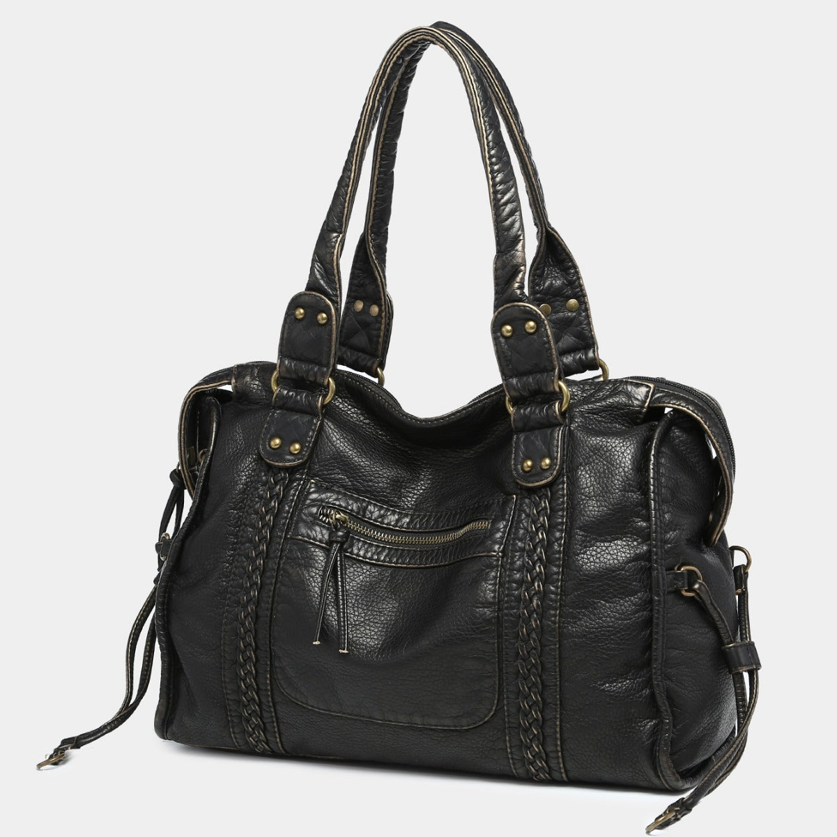 Unisex Retro Worn-Look Large Capacity Slouchy Bag