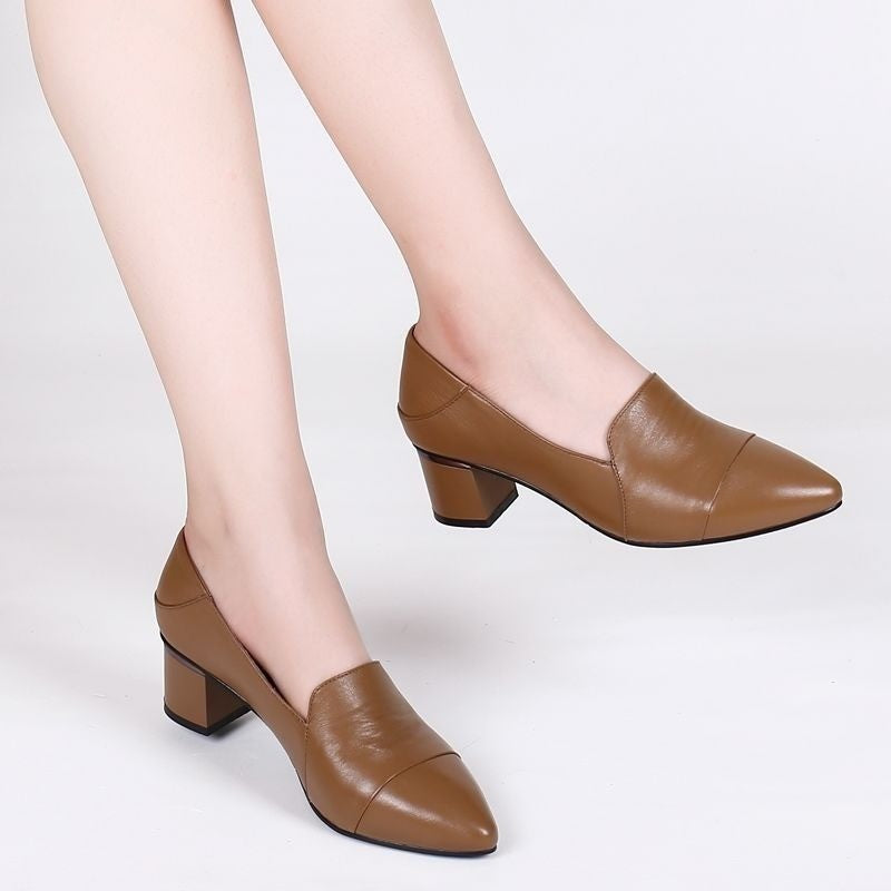 Women's Pointed-Toe Block Heel Flats