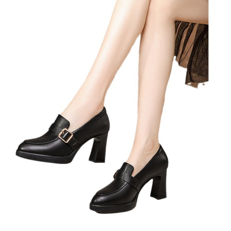 European Style Buckle Block Heels