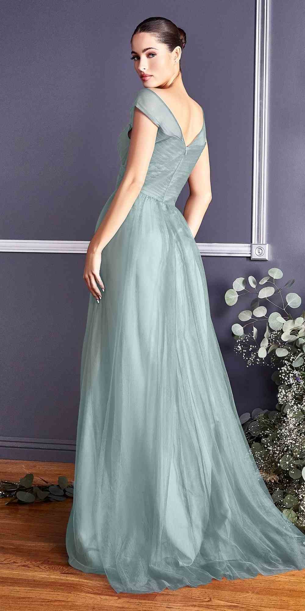 Ladivine ET320 Illusion V-Neck and Back Long Formal Dress Sleeveless