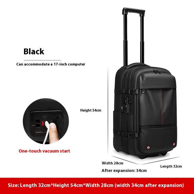 Unisex Vacuum Expandable Trolley Backpack Travel Bag