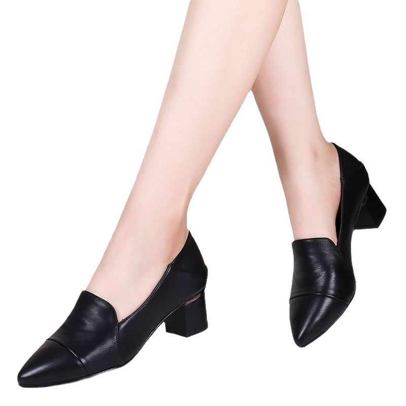 Women's Pointed-Toe Block Heel Flats