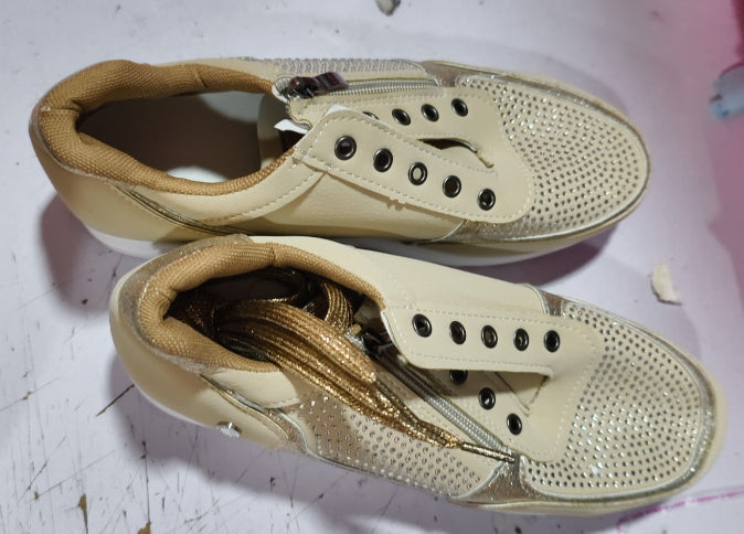 Women's Thick Bottom Rhinestone Sneakers