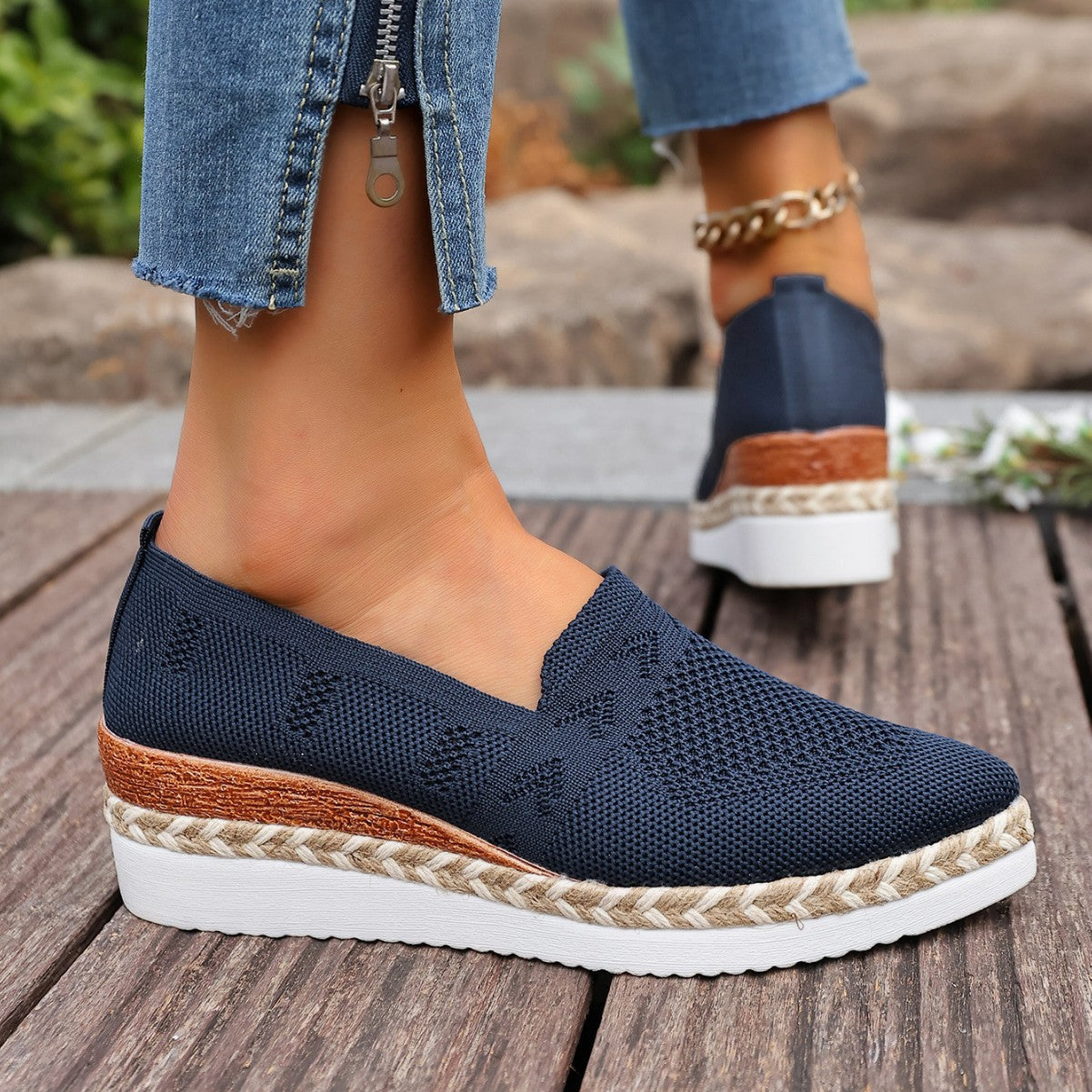 Women's Woven Platform Pointed-Toe Wedges