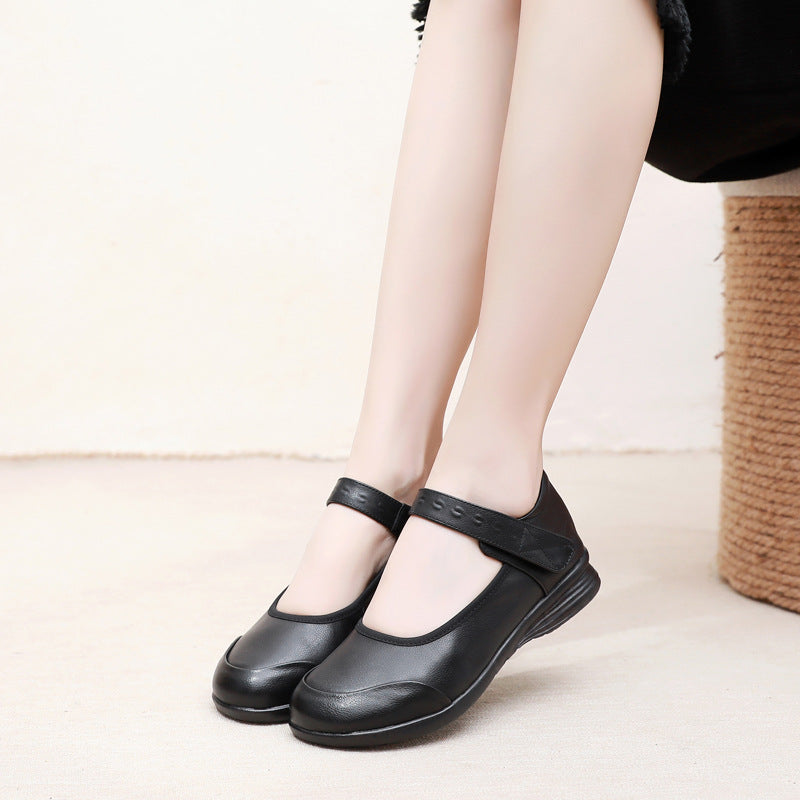 Genuine Leather Single-Strap Flats