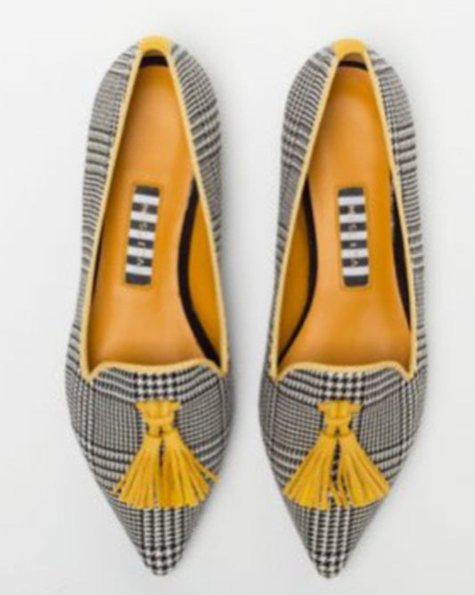 Women's Pointed-Toe Colorblock Tassel Flats