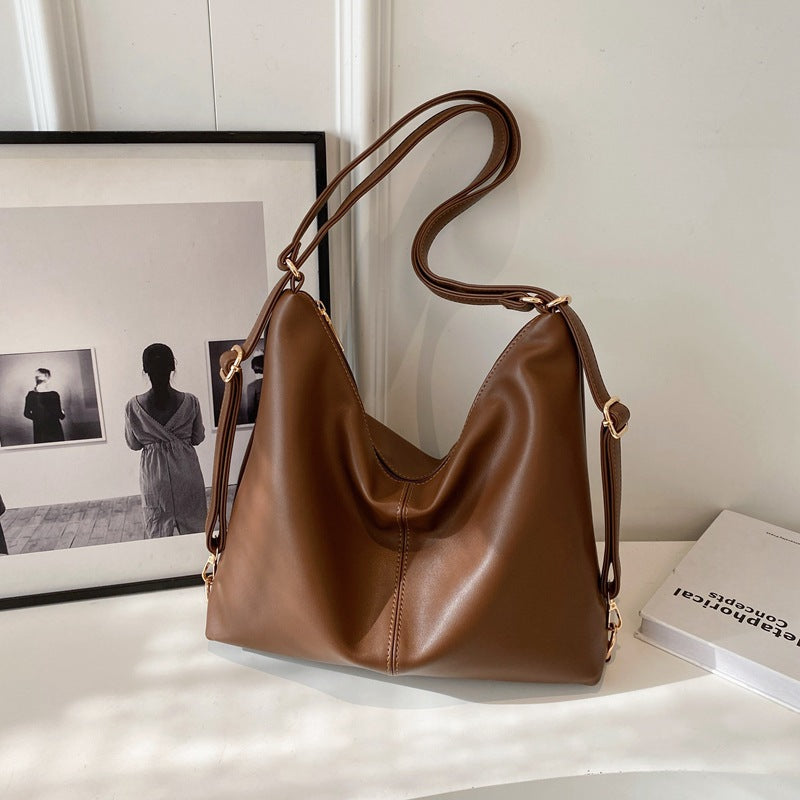 Women's PU-Textured Vintage Slouchy Crossbody Bag