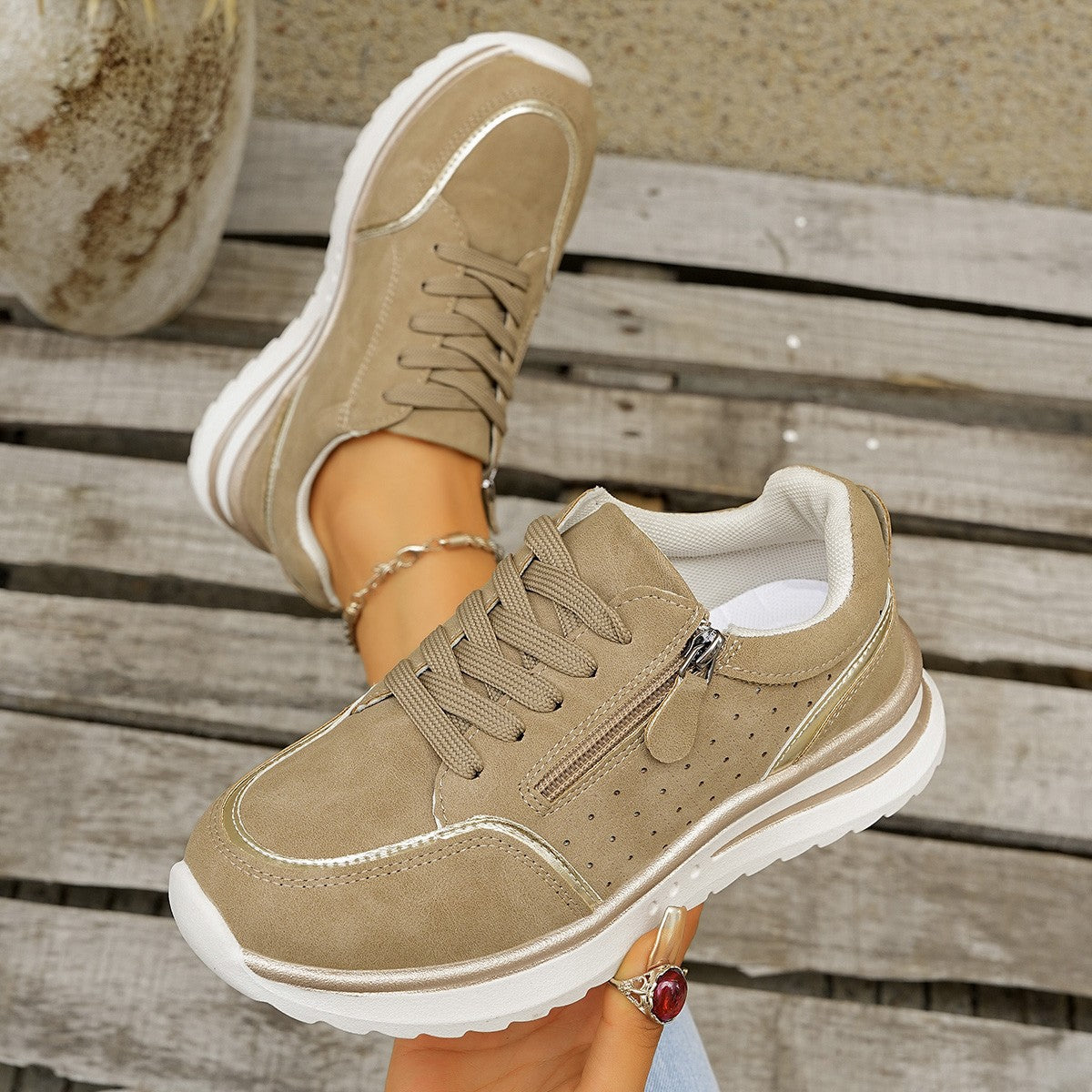 Women's Side-Zip Breathable Sneakers