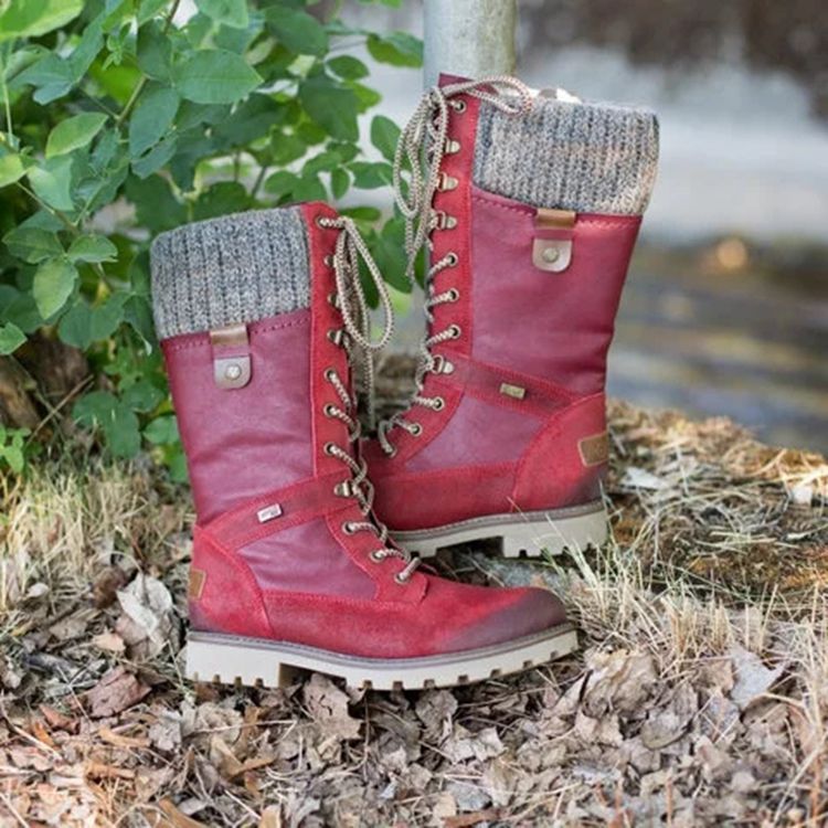 Round Head Low-Heel Wool Mouth Side Boots